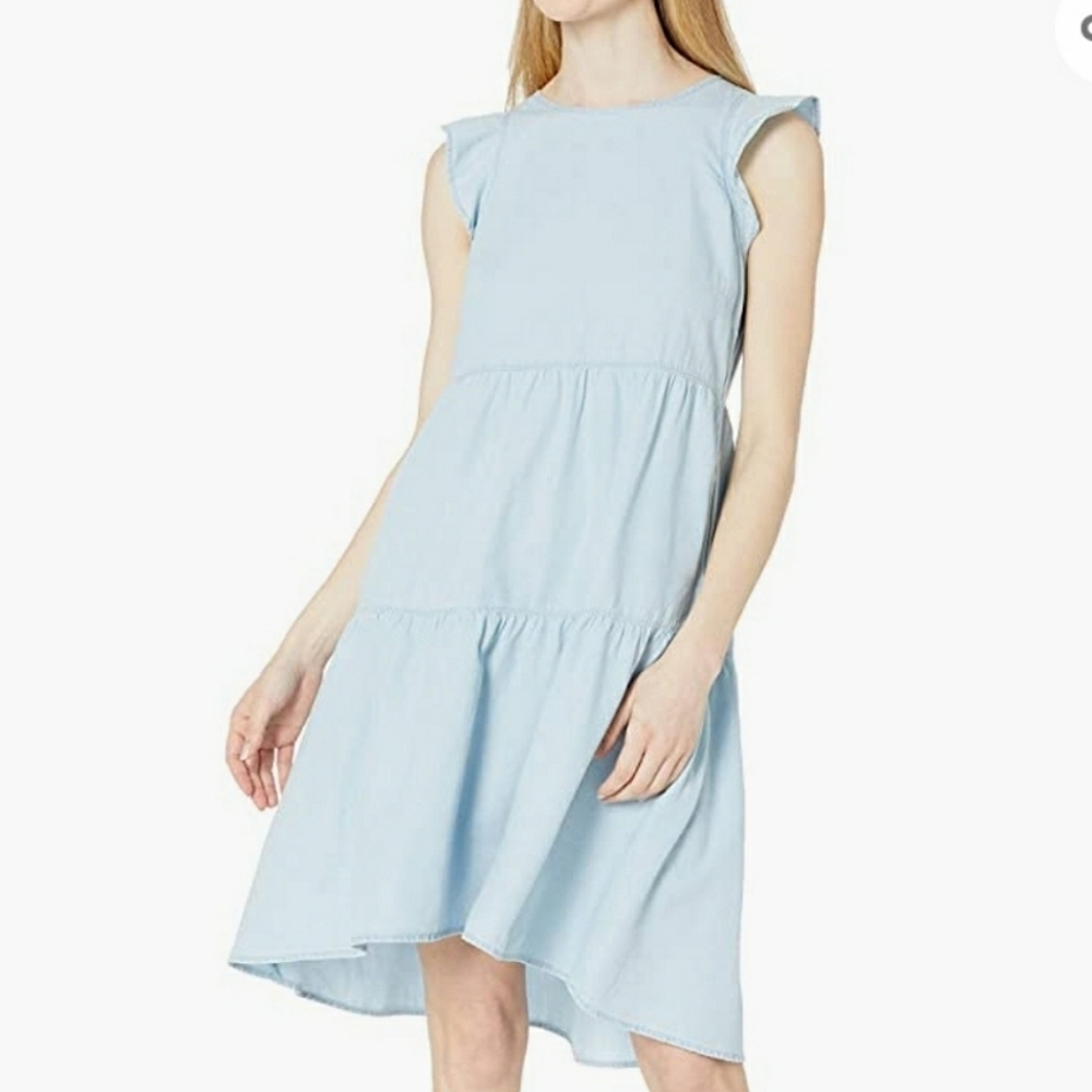 Ella Moss Two Tiered Ruffle High Low Dress Light Blue Size L